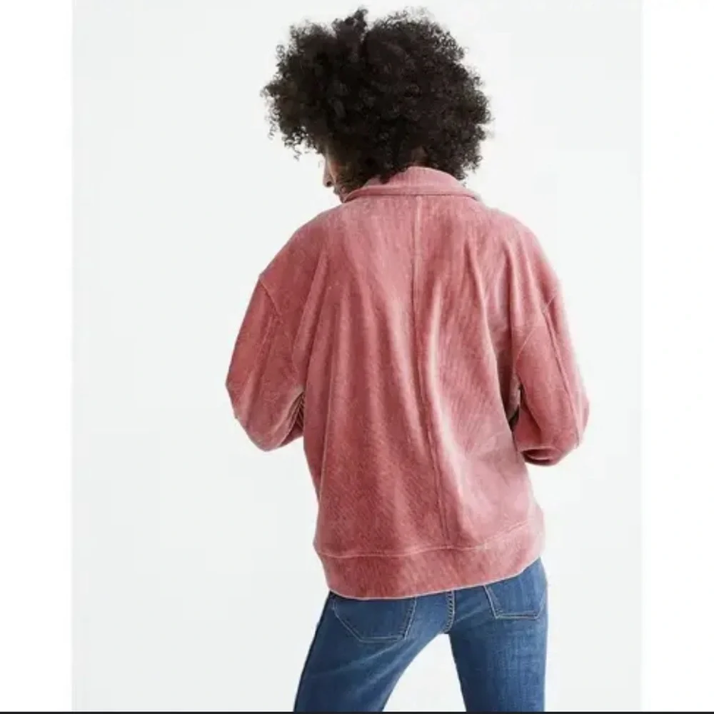 MADEWELL CORDUROY PINK ZIPPER OVERSIZED BOMBER VELOUR JACKET SIZE XXS